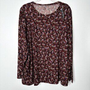 Lane Bryant Floral Tunic Burgundy Size 26/28
